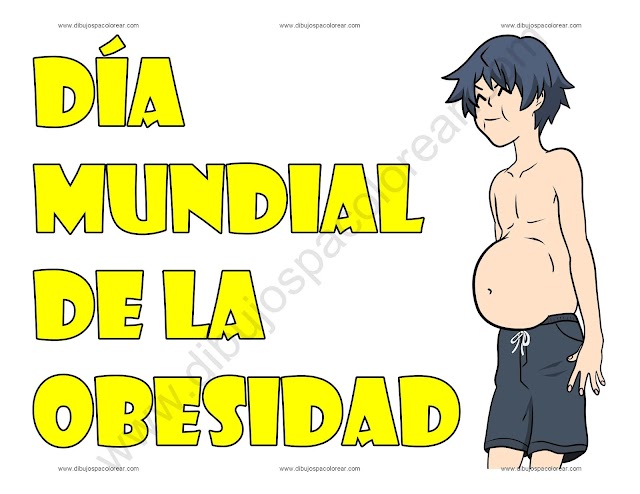 Día Mundial de la Obesidad dibujo a color y para colorear